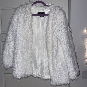 Ambiance Faux Fur White Coat